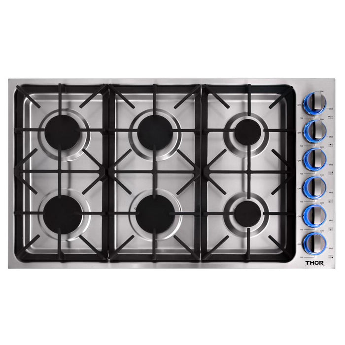 Thor 36" Drop-in Propane Gas Cooktop in Stainless Steel, TGC3601LP