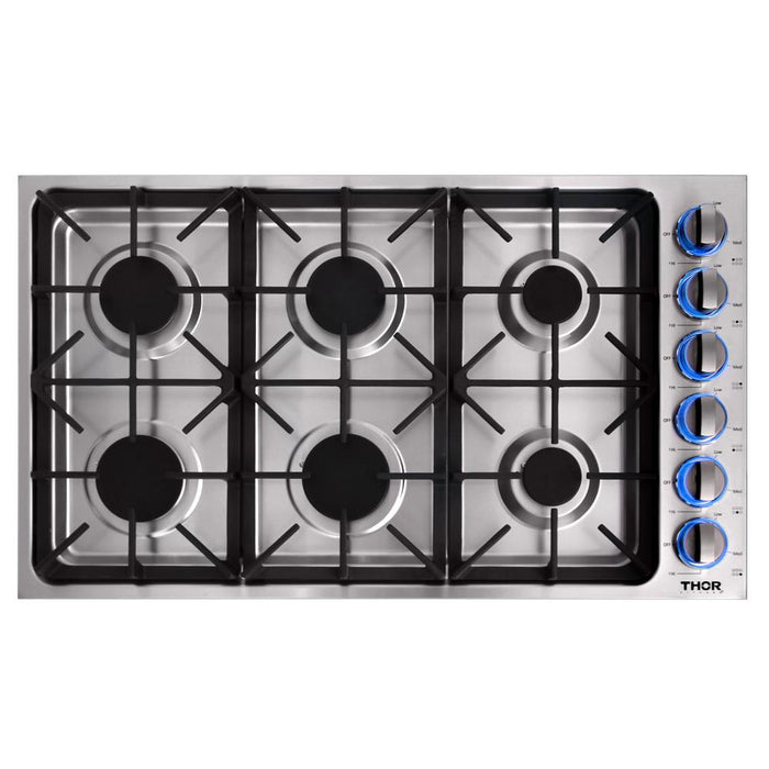 Thor Kitchen 36" Drop-in Natural Gas Cooktop in Stainless Steel, TGC3601