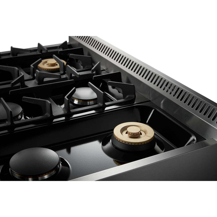 Thor Kitchen Appliance Package - 36 in. Propane Gas Burner/Electric Oven Range, Range Hood, AP-HRD3606ULP