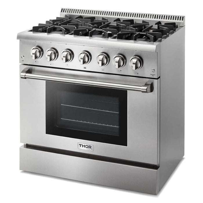 Thor Kitchen 36" Professional Dual Fuel Range in Stainless Steel, HRD3606ULP