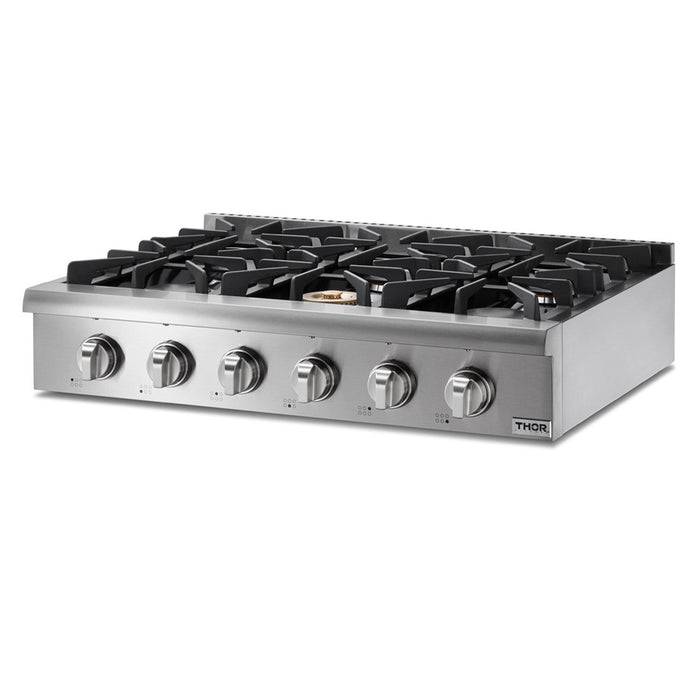 Thor Kitchen 36" Natural Gas Rangetop with 6 Burners in Stainless Steel , HRT3618U