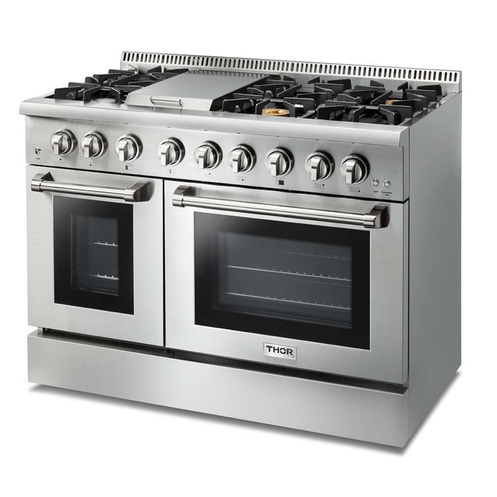 Thor Kitchen Appliance Package - 48 in. Gas Burner/Electric Oven Range, Range Hood, Microwave Drawer, AP-HRD4803U-5