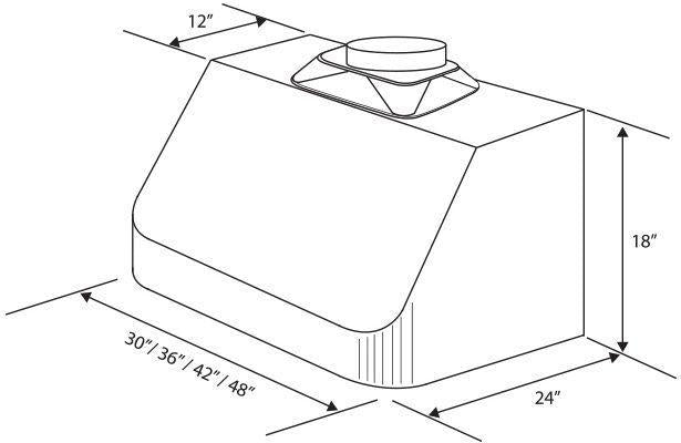 ZLINE 36" Convertible Vent Under Cabinet Range Hood in Stainless, 523-36