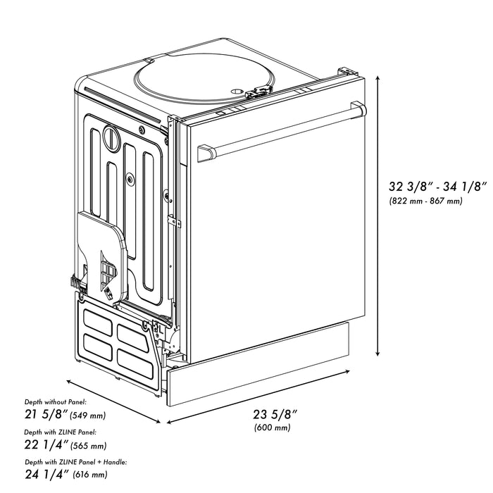 ZLINE 24" Classic Top Control Dishwasher in Stainless Steel with Traditional Style Handle, DW-304-H-24