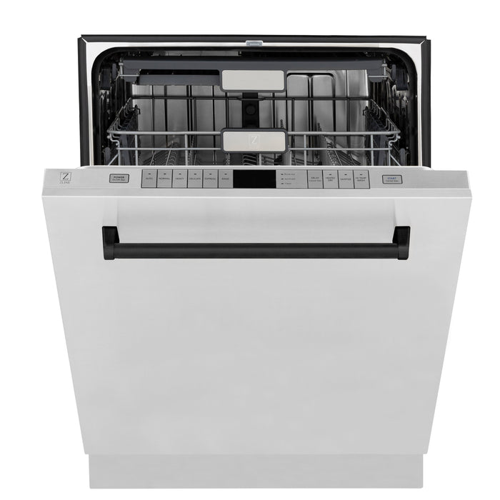ZLINE 24" Autograph Edition Tallac Dishwasher in Stainless Steel with Matte Black Handle, DWMTZ-304-24-MB