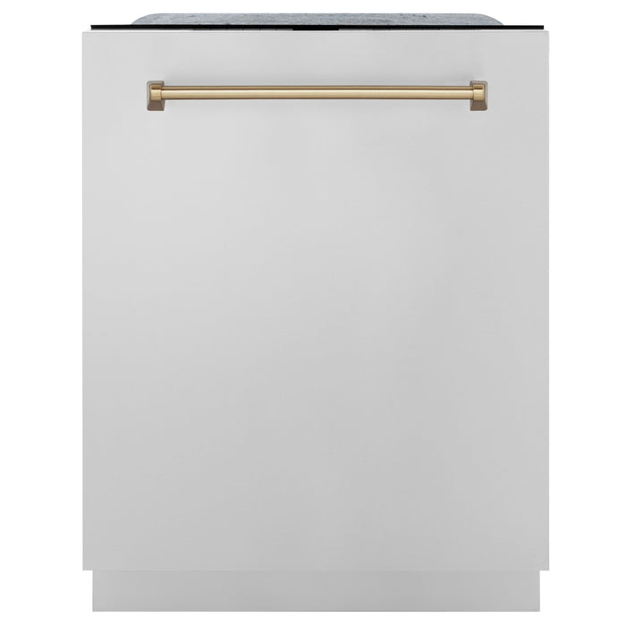 ZLINE 24" Autograph Edition Tallac Dishwasher in Stainless Steel with Champagne Bronze Handle, DWMTZ-304-24-CB