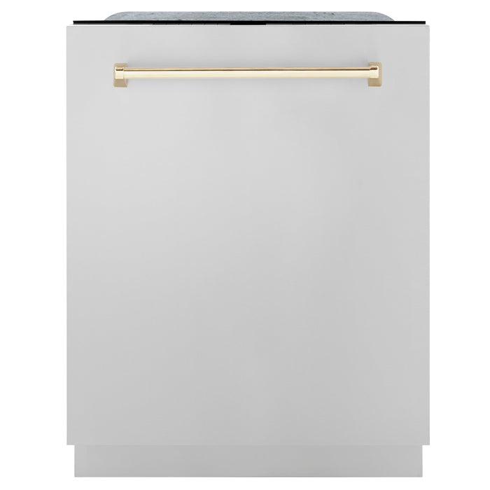 ZLINE 24" Autograph Edition Tallac Dishwasher in Stainless Steel with Gold Handle, DWMTZ-304-24-G