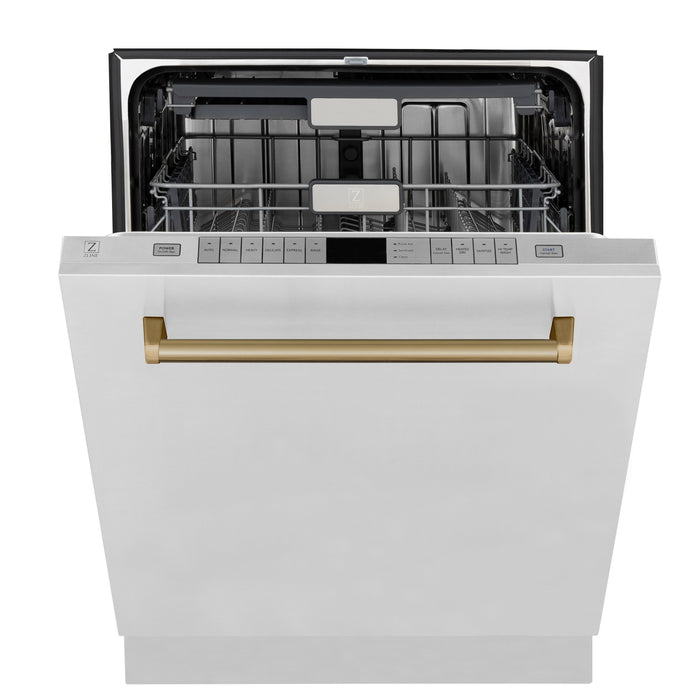 ZLINE 24" Autograph Edition Tallac Dishwasher in Stainless Steel with Champagne Bronze Handle, DWMTZ-304-24-CB