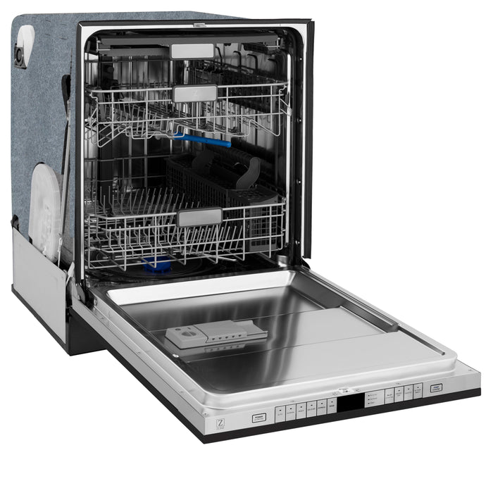 ZLINE 24" Autograph Edition Tallac Dishwasher in Black Stainless Steel with Champagne Bronze Handle, DWMTZ-BS-24-CB