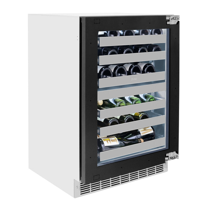 ZLINE 24" Autograph Edition Touchstone Dual Zone 44 Bottle Wine Cooler with Panel Ready Glass Door and Champagne Bronze Handle,  RWDPOZ-24-CB