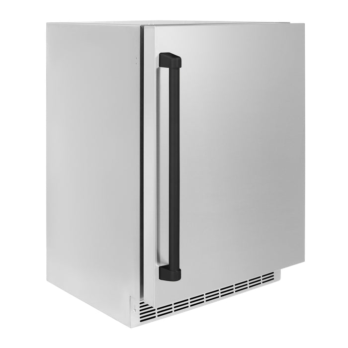 ZLINE 24" Autograph Edition Touchstone 151 Can Beverage Fridge with Solid Stainless Steel Door and Matte Black Handle,  RBSOZ-ST-24-MB