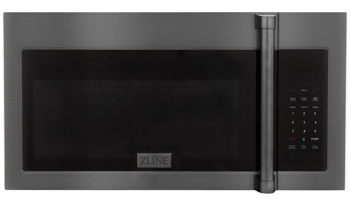 ZLINE 30" Over the Range Convection Microwave Oven in Black Stainless Steel with Traditional Handle and Sensor Cooking, MWO-OTR-H-30-BS