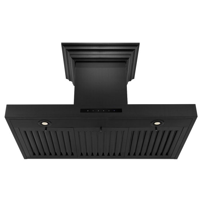 ZLINE 36" Convertible Vent Wall Mount Range Hood in Black Stainless Steel with Crown Molding, BSKENCRN-36