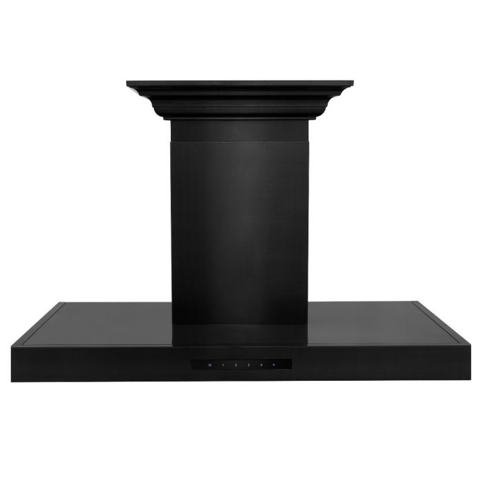 ZLINE 36" Convertible Vent Wall Mount Range Hood in Black Stainless Steel with Crown Molding, BSKENCRN-36