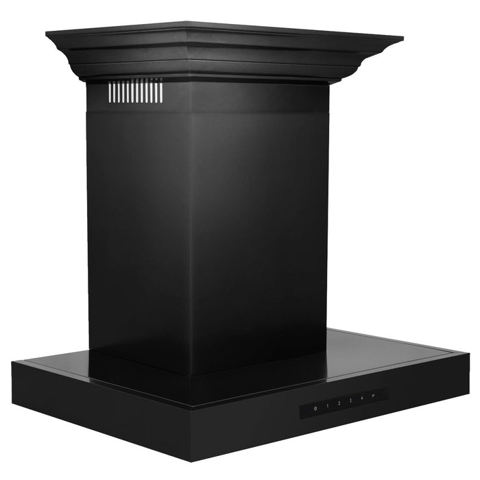 ZLINE 24" Convertible Vent Wall Mount Range Hood in Black Stainless Steel with Crown Molding, BSKENCRN-24