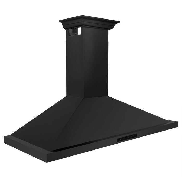 ZLINE 48" Convertible Wall Mount Range Hood in Black Stainless Steel with Crown Molding, BSKBNCRN-48