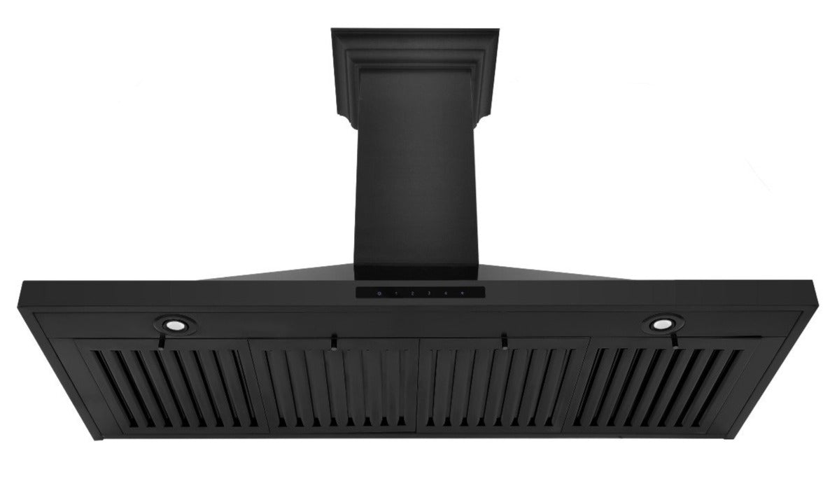 ZLINE 48" Convertible Wall Mount Range Hood in Black Stainless Steel with Crown Molding, BSKBNCRN-48