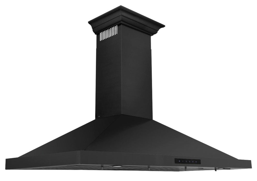 ZLINE 48" Convertible Wall Mount Range Hood in Black Stainless Steel with Crown Molding, BSKBNCRN-48