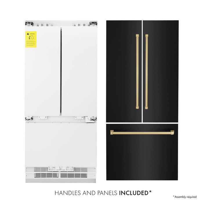 ZLINE 36" Autograph Edition Built-In Refrigerator in Black Stainless with Champagne Bronze Accents, RBIVZ-BS-36-CB