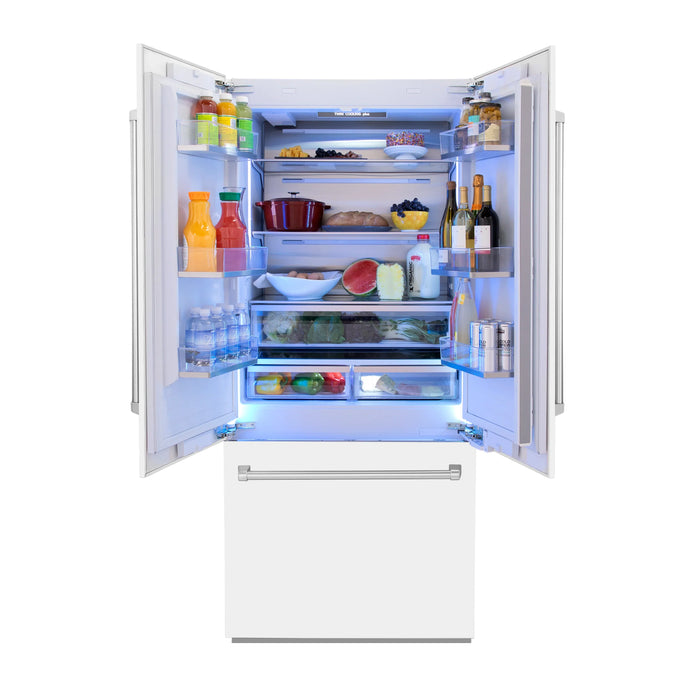 ZLINE 36" Built-In French Door Refrigerator in White Matte, RBIV-WM-36