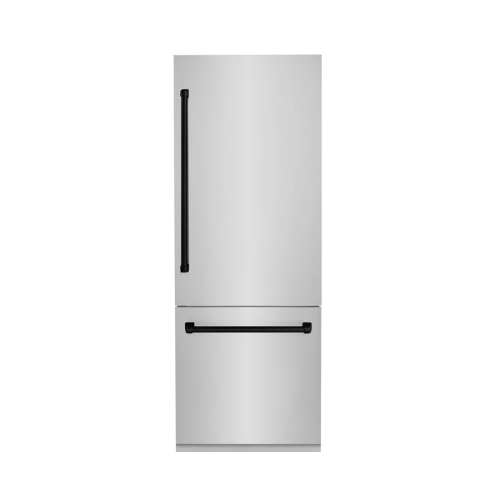 ZLINE 30" Autograph Edition Built-In Refrigerator in Stainless Steel with Matte Black Accents, RBIVZ-304-30-MB