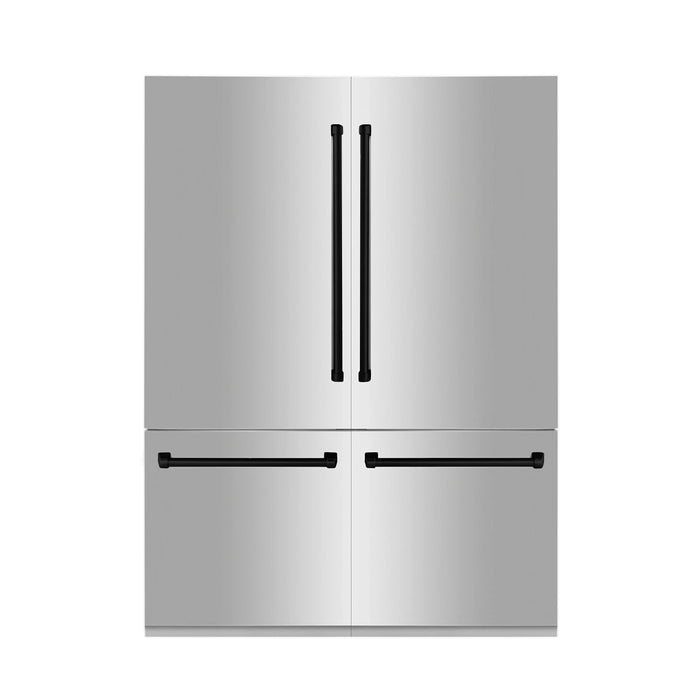 ZLINE 60" Autograph Edition Built-In 4-Door Refrigerator in Stainless Steel with Matte Black Accents, RBIVZ-304-60-MB