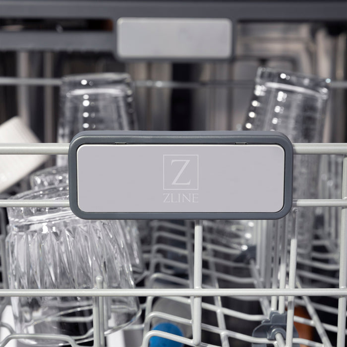 ZLINE 24" Autograph Edition Top Control Dishwasher in Black Stainless Steel with Gold Handle, DWMTZ-BS-24-G