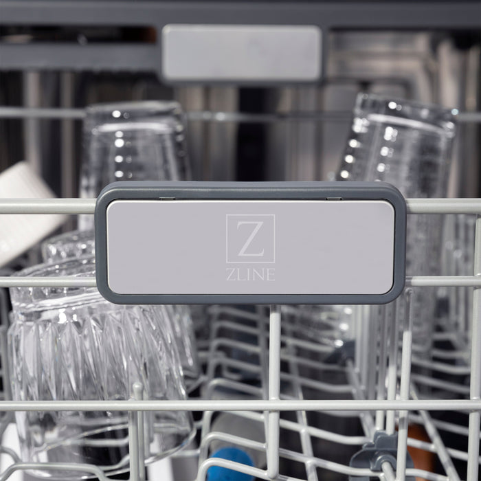 ZLINE 24" Autograph Edition Tallac Dishwasher in White Matte with Champagne Bronze Handle, DWMTZ-WM-24-CB