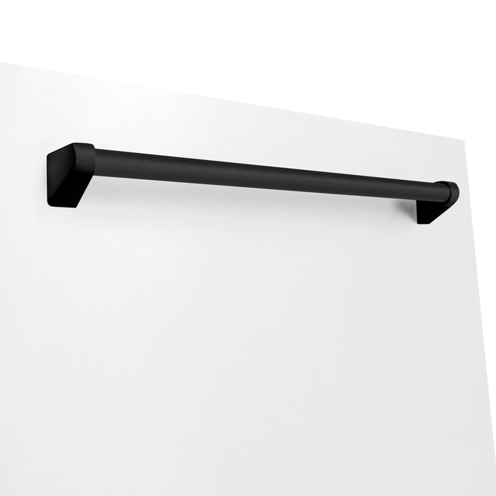 ZLINE 24" Autograph Edition Tall Dishwasher in White Matte with Matte Black Handle, DWMTZ-WM-24-MB