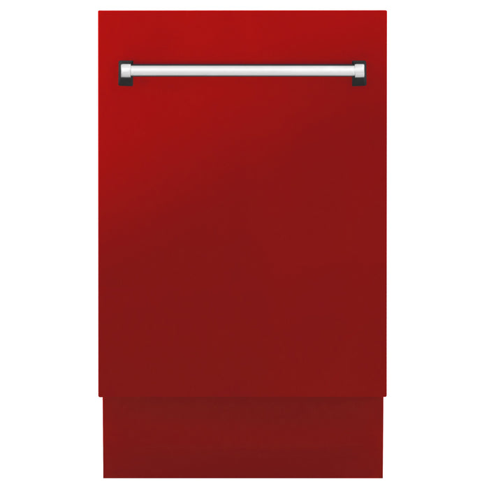 ZLINE 18" Top Control Tall Dishwasher in Red Matte with 3rd Rack, DWV-RM-18