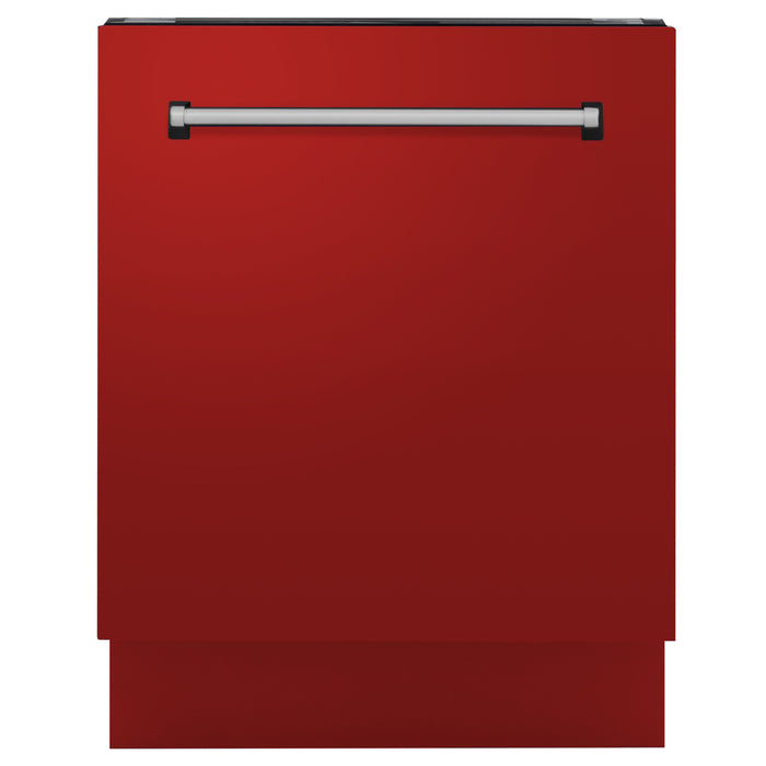 ZLINE 24" Tallac Series Top Control Dishwasher in Red Matte with 3rd Rack, DWV-RM-24