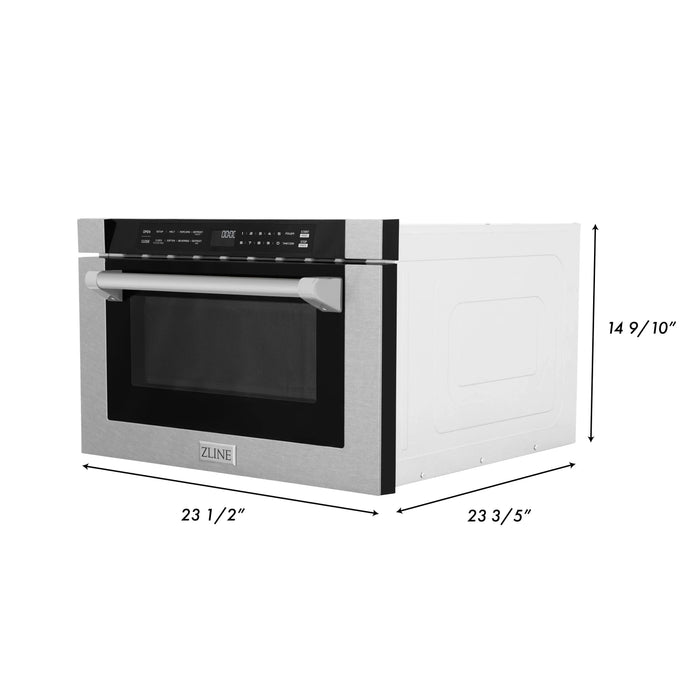 ZLINE 24" Built-in Microwave Drawer with a Traditional Handle in Fingerprint Resistant Stainless Steel, MWD-1-SS-H