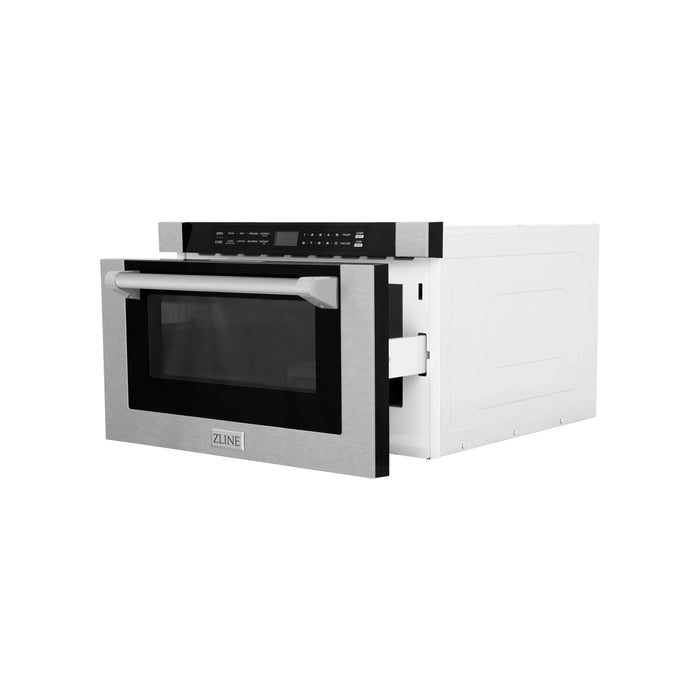 ZLINE 24" Built-in Microwave Drawer with a Traditional Handle in Fingerprint Resistant Stainless Steel, MWD-1-SS-H