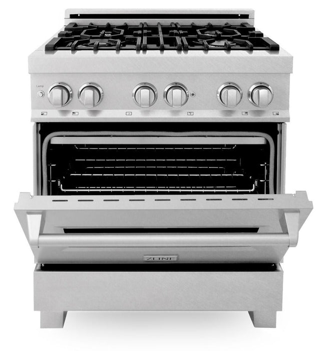 ZLINE 30" Professional Dual Fuel Range in DuraSnow® Stainless Steel, RAS-SN-30