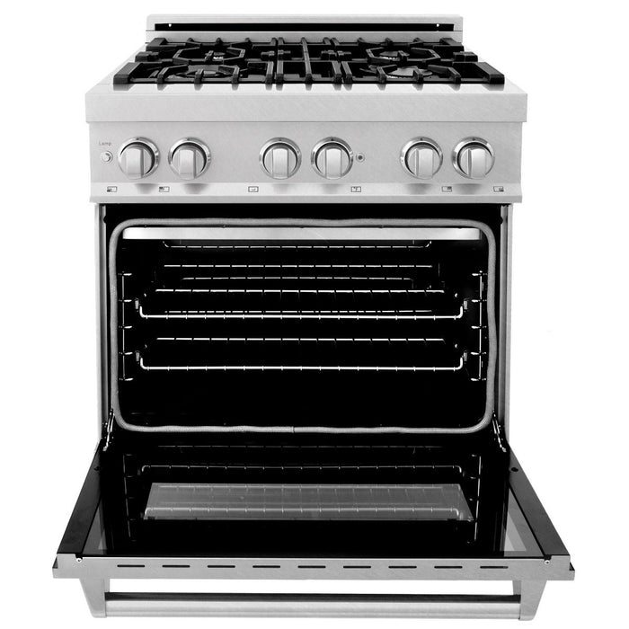 ZLINE 30" Professional Dual Fuel Range in DuraSnow® Stainless Steel, RAS-SN-30