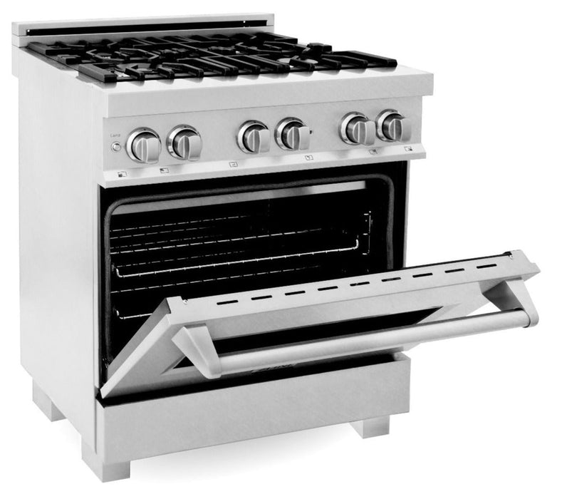 ZLINE 30" Professional Dual Fuel Range in DuraSnow® Stainless Steel, RAS-SN-30