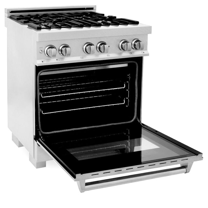 ZLINE 30" Professional Dual Fuel Range in DuraSnow® Stainless Steel, RAS-SN-30