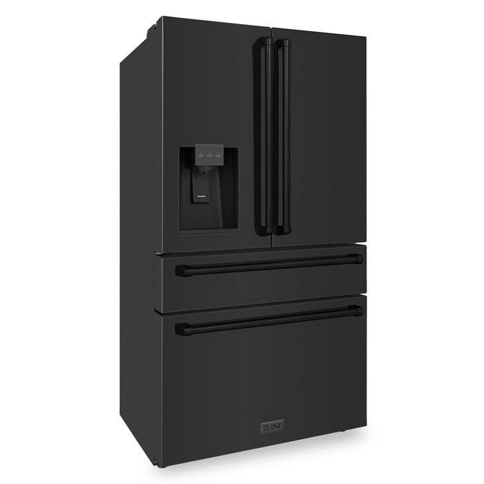 ZLINE 36" French Door Refrigerator in Fingerprint Resistant Black Stainless Steel, RFM-W-36-BS