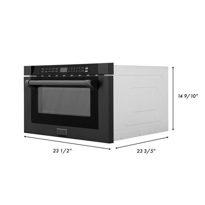 ZLINE 24" Built-in Microwave Drawer in Black Stainless Steel, MWD-1-BS-H