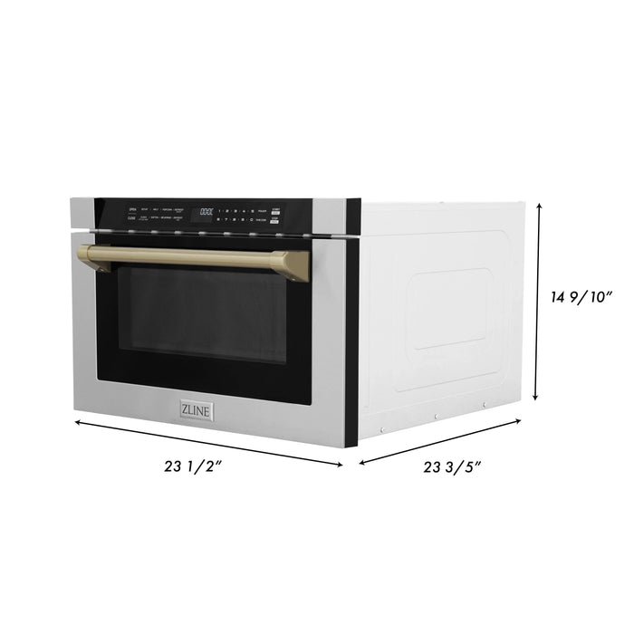 ZLINE 24" Autograph Edition Microwave Drawer in Stainless Steel with Bronze Accents, MWDZ-1-H-CB