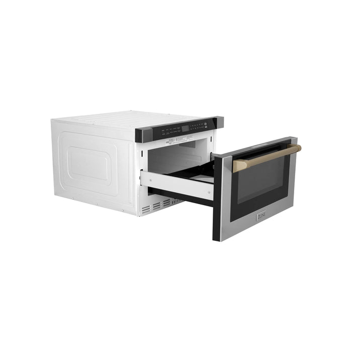 ZLINE 24" Autograph Edition Microwave Drawer in Stainless Steel with Bronze Accents, MWDZ-1-H-CB