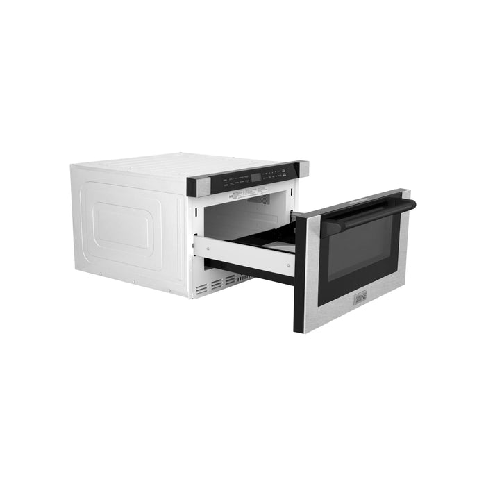 ZLINE 24" Autograph Edition Microwave Drawer in DuraSnow® Stainless with Matte Black Accents, MWDZ-1-SS-H-MB