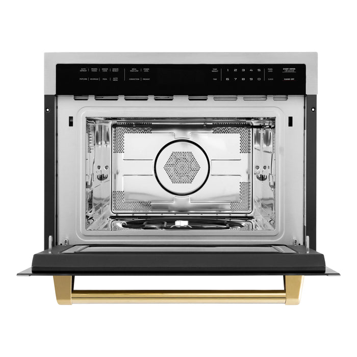 ZLINE 24" Autograph Edition Built-in Convection Microwave Oven in Stainless Steel with Gold Accents, MWOZ-24-G