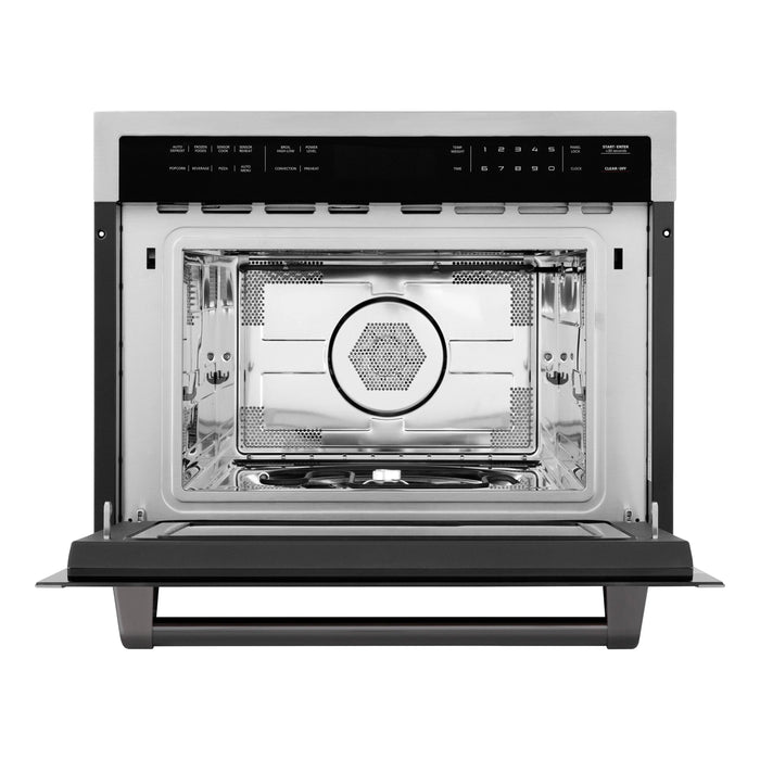 ZLINE 24" Autograph Edition Built-in Convection Microwave Oven in Stainless Steel with Matte Black Accents, MWOZ-24-MB