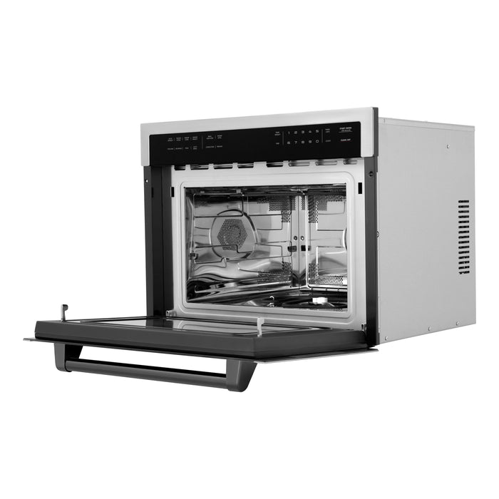 ZLINE 24" Autograph Edition Built-in Convection Microwave Oven in DuraSnow® Stainless Steel with Black Accents, MWOZ-24-SS-MB