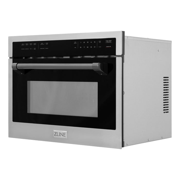 ZLINE 24" Autograph Edition Built-in Convection Microwave Oven in Stainless Steel with Matte Black Accents, MWOZ-24-MB