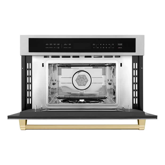 ZLINE 30" Autograph Edition Built-in Convection Microwave Oven in Stainless Steel with Champagne Bronze Accents, MWOZ-30-CB