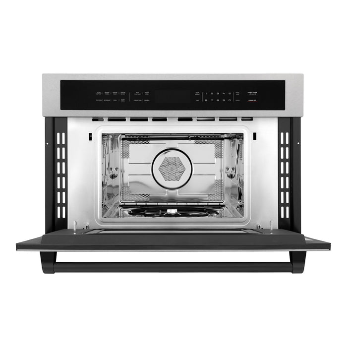 ZLINE 30" Autograph Edition Built-in Convection Microwave Oven in DuraSnow® Stainless Steel with Matte Black Accents, MWOZ-30-SS-MB