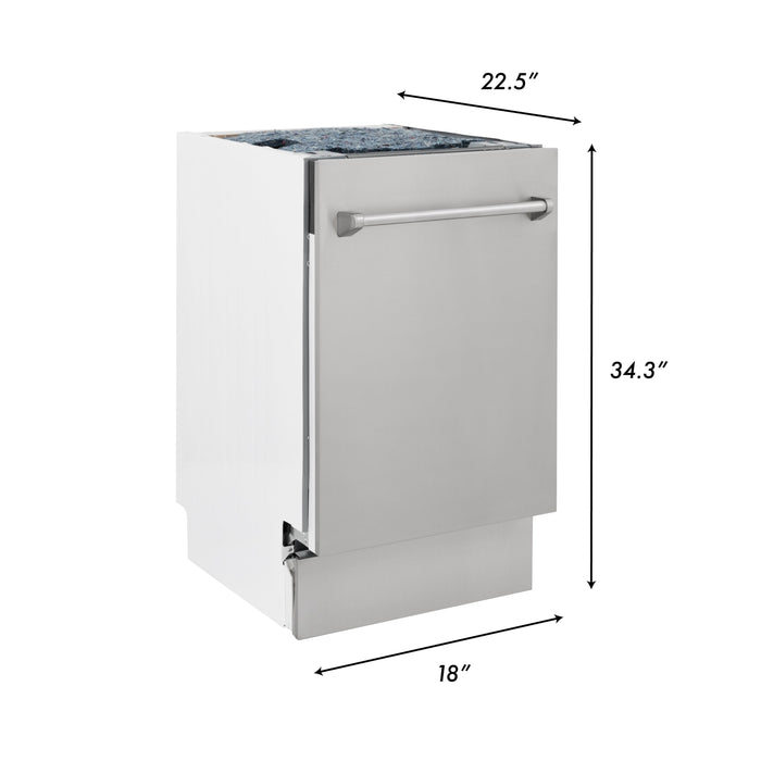 ZLINE 18" Tallac Top Control Dishwasher in DuraSnow® Stainless Steel and 3rd Rack, DWV-SN-18