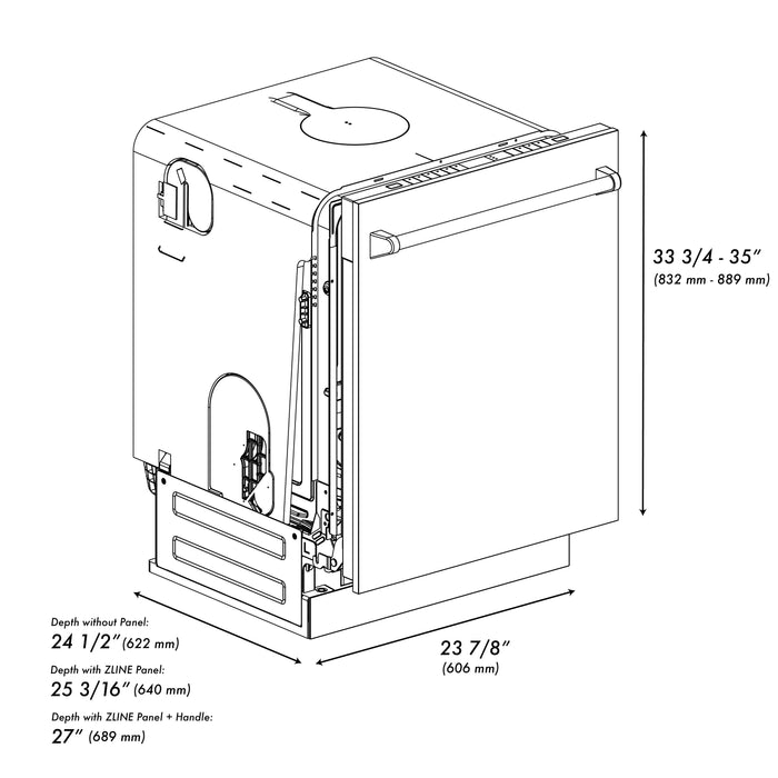 ZLINE 24" Monument Series Dishwasher with Top Control in Stainless Steel, DWMT-304-24